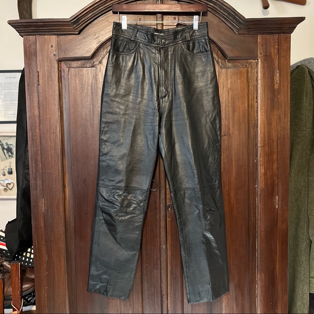 August Max Genuine Black Leather Pants
